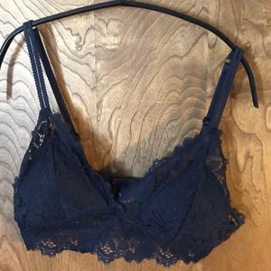 Navy blue lace bra